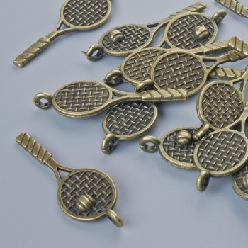 Pendant findings 'Racket', dimensions 29×10 mm, hole diameter 1.8 mm, pack of 17 pcs ± Bronze-colored metal