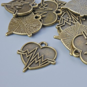 Pendant fittings "Heart", 22×20 mm, 5 mm, hole diameter 1.9 mm, package 10 pcs ± bronze-colored metal