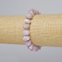 Kunzite Bracelet, Natural Stone, Faceted Rondelles, Diameter 10x7 mm, Length 18 cm, Stretch with Metal Inlays