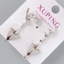 Xuping Stud Earrings with White Crystals, Rhodium-Plated, Diameter 24×10 mm, 11×7.5 mm, Length about 40 mm