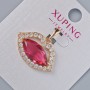Pendant 'Lips' Xuping with white rhinestones and red crystal, diameter 17x24 mm, length 23 mm, 18K gold plating