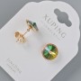 Xuping stud earrings with Swarovski crystals in green and pink chameleon color, 10 mm diameter, 18K gold plating