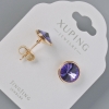 Xuping stud earrings with Swarovski crystals, purple color, 10 mm diameter, 18K gold plating