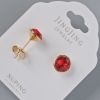 Xuping stud earrings with Swarovski crystals, red color, 9 mm diameter, 18K gold plating