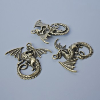 Pendant fittings 'Dragon', dimensions 43×45 mm, thickness 5 mm, hole diameter 2.8 mm, 1 pc, bronze color of metal