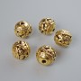 Bead insert findings, 10x10.5 mm, hole diameter 1.9 mm, pack of 5, gold-tone metal color