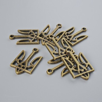 Фурнітура підвіска Герб України, діаметр 15х25мм+- фасування 7шт+- бронзовий колір металу