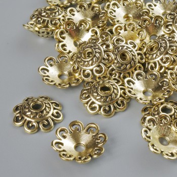 End caps, 12x2 mm, hole diameter 2.3 mm, packaging 20 g ± light-gold metal color