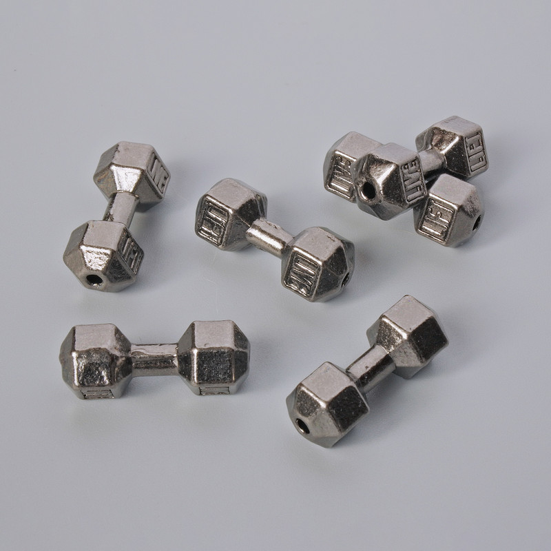 Bead finding 'Dumbbell', diameter 8x19, 5 mm ±, pack 6 pcs ± dark-silver metal color