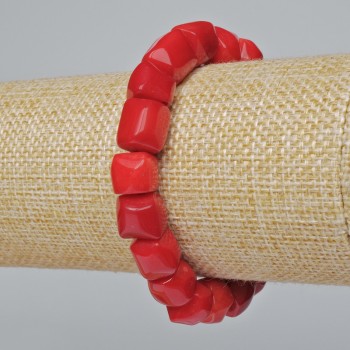 Natural Coral Bracelet, Faceted (Assorted, Medium Size), Diameter 12x13mm ±, Length 18cm ± (Stretch)