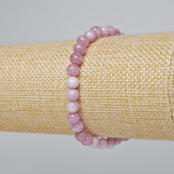 Kunzite Bracelet (Synthetic) Smooth Beads, 6 mm Diameter, 18 cm Length ± (Stretch)
