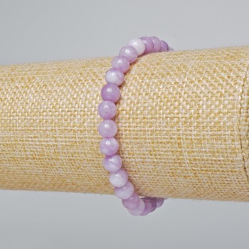 Kunzite Bracelet (Synthetic) Smooth Beads, 6mm Diameter, 18cm Length (Stretch)