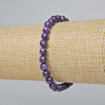 Sugilite Bracelet (pressed) smooth beads, diameter 6.5 mm, length 18 cm (stretch)