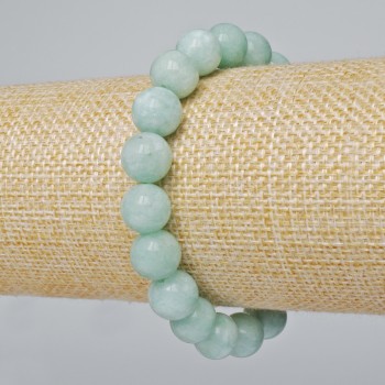 Amazonite Bracelet Natural Stone Smooth Bead, Diameter 10mm ±, Length 18cm ± (Stretch)