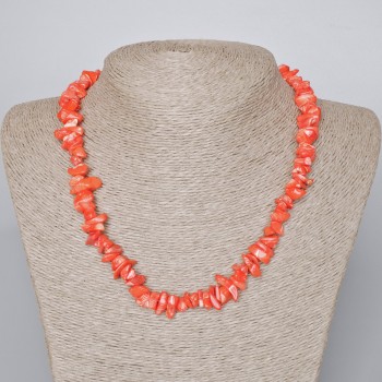 Carrot-orange natural coral necklace, granules, diameter 9x4 mm, length 44-47 cm