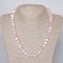 Pink Quartz Necklace, natural gemstone, faceted rondelle beads, diameter 10x7 mm, length 45–47 cm ±