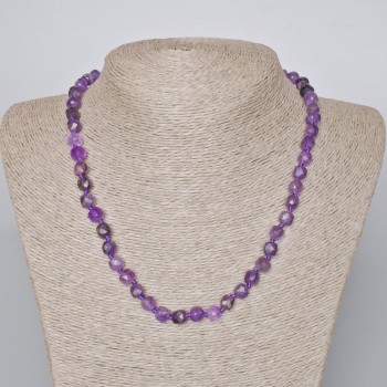 Amethyst Necklace - Faceted Cubes, Natural Stone, 7mm diameter, 45-47 cm length