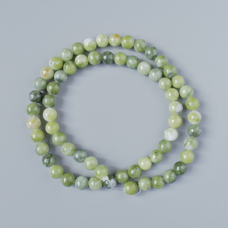 Green Opal Beads (Artificial Acrylic) Smooth Round Bead, 6 mm Diameter, approx. 40 cm Length on Monofilament