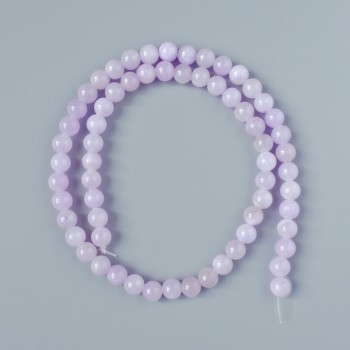 Kunzite Beads (artificial acrylic) smooth spheres, 6.5 mm diameter, 40 cm length on beading thread