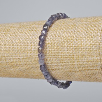 Iolite bracelet with natural stone, faceted cube beads, 4.5 mm diameter, 18 cm length (stretch)