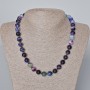 Purple Agate Necklace, Natural Stone, Smooth Beads, 10 mm Diameter, Length 45-47 cm