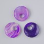 Donut Pendant - Purple Agate Natural Stone, 18x5 mm diameter +/-, hole diameter 5 mm +/-