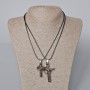 Matching pendants "Cross" with Black Enamel 51x30 mm, 37x22 mm, length 45–50 cm