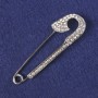 Brooch-pin with white rhinestones, silvery metal 71x19 mm+