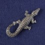 Crocodile brooch-pendant, silver metal, 73x33 mm+