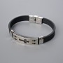 Men's bracelet with metal inserts, length 21 cm, thickness 10 mm (+-), insert thickness 11.5 mm (+-), rubber