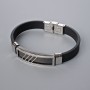 Men's bracelet with rubber base and metal inlays, length 21 cm, thickness 10 mm (+/-), inlay thickness 11 mm (+/-)