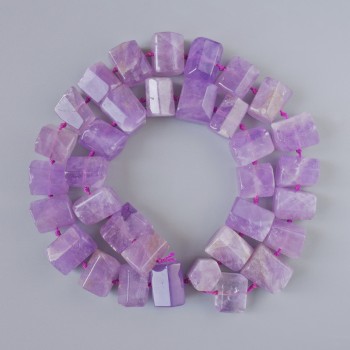 Amethyst beads, natural stone, faceted, 13×10 mm diameter, about 42 cm long on thread