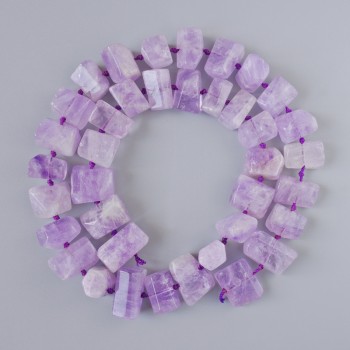 Amethyst Beads, natural stone, faceted, 12x8 mm, length 41 cm on thread