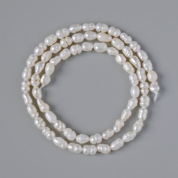 Relief-textured freshwater pearl beads, diameter about 3.5–5 mm, length about 33 cm on a thread