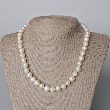Necklace with textured river pearls, diameter 9.5×8.5 mm, length 45–46 cm