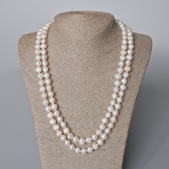 River Pearl Necklace, long textured pearls, 10x8 mm diameter, 116 cm long