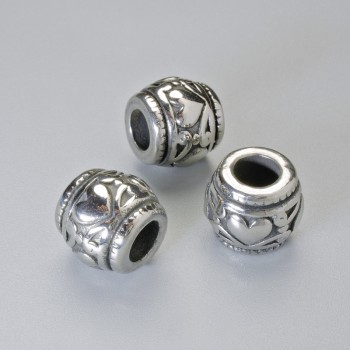 Bead-insert finding, 9.5×11 mm diameter, hole diameter 4.9 mm, silver metal color, 1 pc