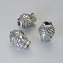 Bead-insert findings 'Buddha', diameter 13×10 mm ±, hole diameter 2.7 mm, silver-colored metal, 1 pc