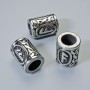 Bead finding Norse Rune, diameter 13x10 mm ±, hole diameter 6 mm, silver-colored metal, 1 pc