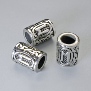 Bead finding 'Nordic Rune', diameter 13×10 mm ±, hole diameter 6 mm, silver metal color, 1 piece