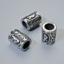 Bead finding 'Norse Rune', diameter 13x10 mm ±, hole diameter 6 mm, silver-tone metal color, 1 pc