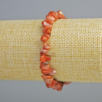 Carnelian Bracelet with Natural Stone Chips, 8x4 mm Beads, 18 cm Length (Stretch)