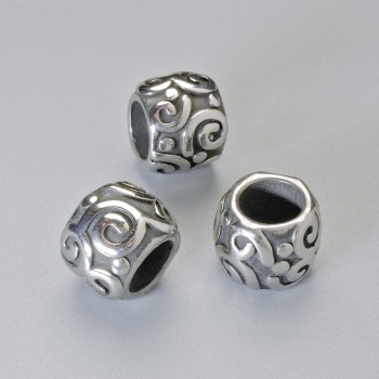 Bead-insert finding, size 7.5×9.5 mm, hole diameter 5.2 mm, silver-colored metal, 1 pc