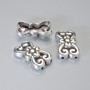 Bead-insert findings for two strands, 18.5 x 11 mm, hole diameter 1.3 mm, silver metal color, 4 pcs