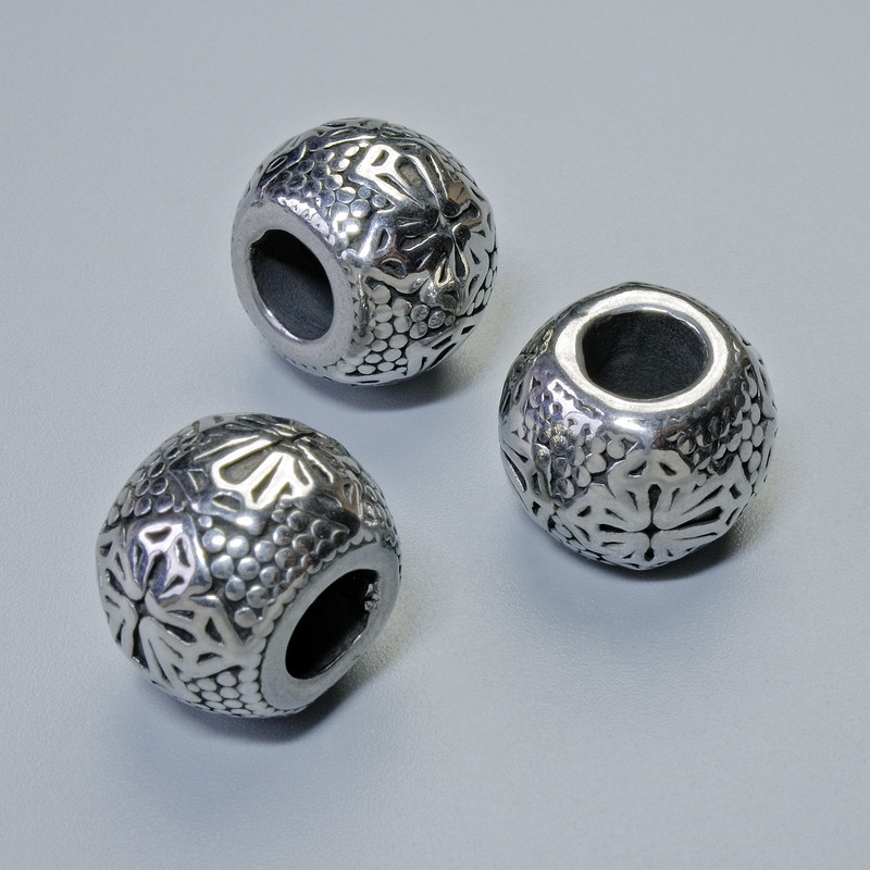 Bead-insert Finding, 10x13mm, hole diameter 5–6mm, silver-tone metal, 1 pc