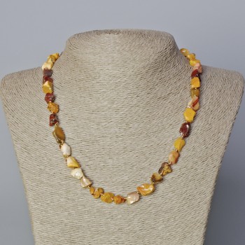 Mookaite Jasper Necklace, natural untreated stone, oval 8x10 mm beads, length 45-49 cm