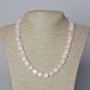 Rose quartz necklace, natural stone, faceted rectangle, 9x10x5 mm ±, length 45-49 cm