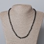 Necklace of Black Tourmaline, natural stone, faceted cubes, 5 mm diameter, 45–49 cm length