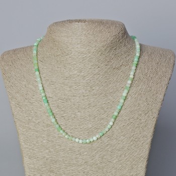 Chrysoprase Necklace with Natural Stone, Faceted Cube Beads, 4 mm Diameter, Length 45–48 cm