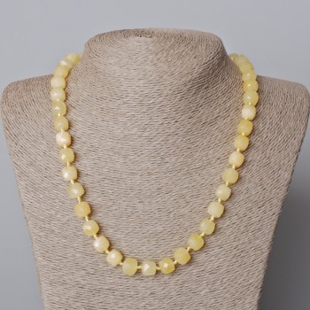 Citrine Necklace, natural stone, faceted cube beads, diameter 9 mm, length 45-49 cm
